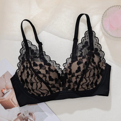 French Sexy Lace Bra and Panty Set for Women, Push Up Wireless Bralette, Comfortable & Breathable Small Chest, Bestseller MOYISU