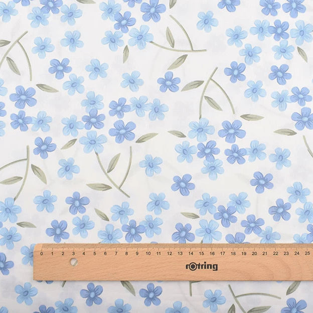 Chainho,Printed Twill Weave Cotton Fabric,DIY Qulting Sewing Material,Patchwork Cloth,Blue Series,6 Designs,3 Spiecification