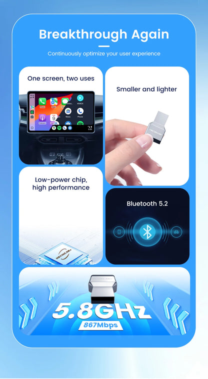 HEYINCAR New 3.0 Mini Wireless Carplay Android Auto Adapter Plug And Play Ai Box For VW Toyota Nissan Honda Benz Ford-More