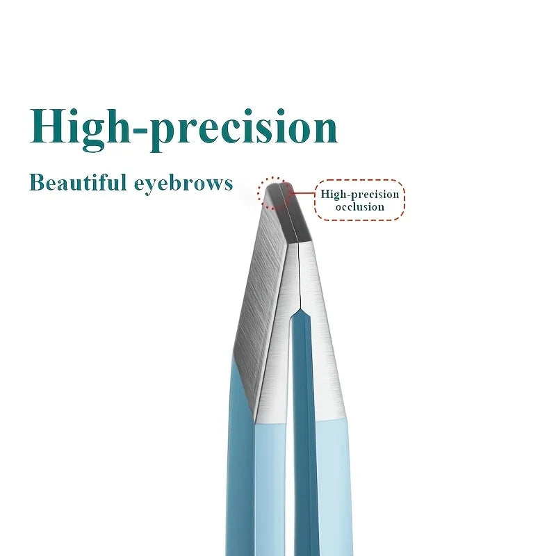 Eyebrow Tweezers 4 Pcs Set & Fine Hair Puller Stainless Steel Slanted Tips Non-Slip Grip Handle Precision Brow Trimmer