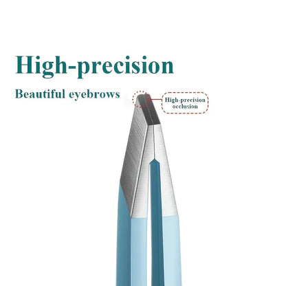 Eyebrow Tweezers 4 Pcs Set & Fine Hair Puller Stainless Steel Slanted Tips Non-Slip Grip Handle Precision Brow Trimmer