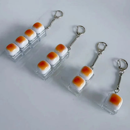 Caramel Bread Stress Relief Keychain Keyboard Button Keycap Backpack Pendant for Student Office Adult 1PC