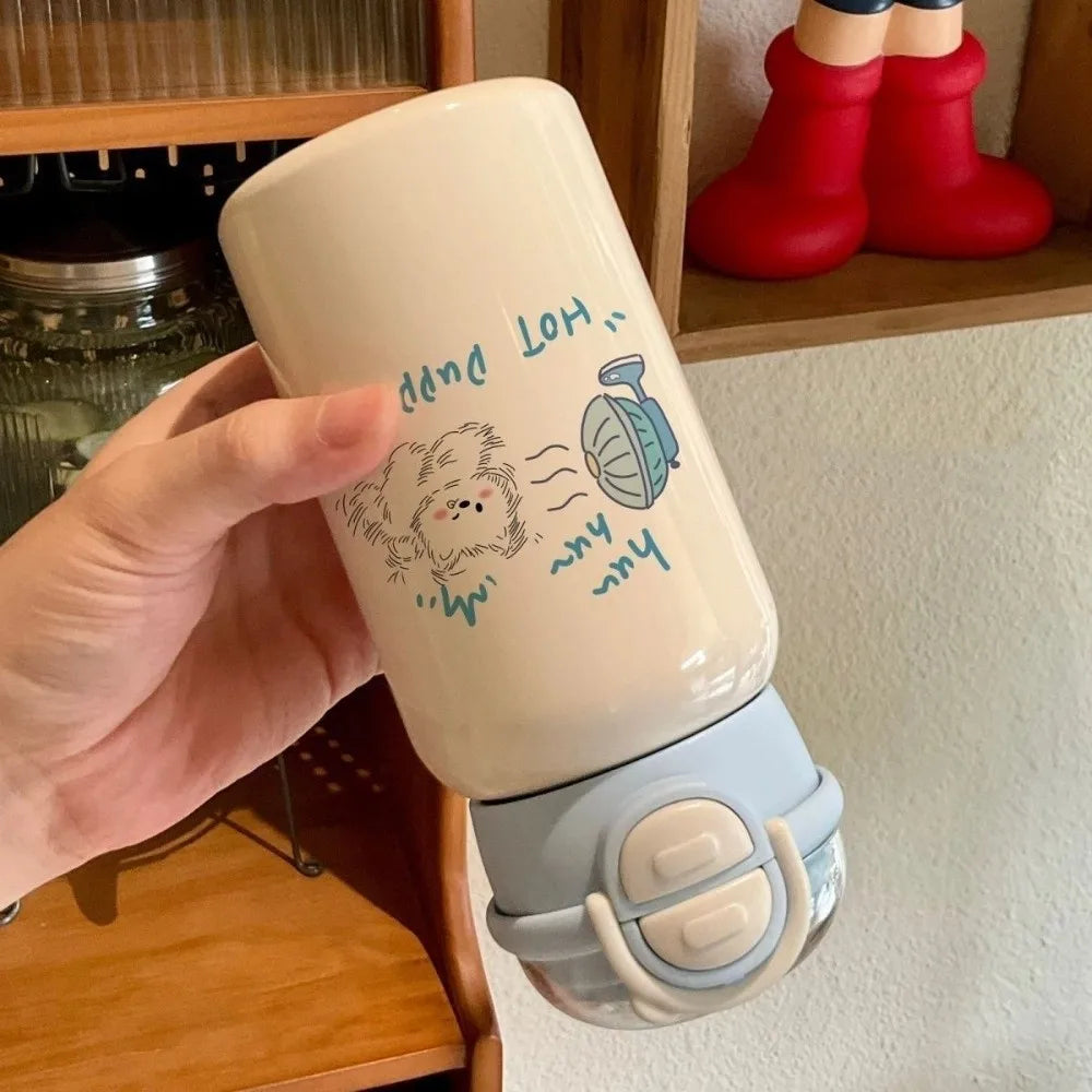 Cute 500ml Double Drinking Water Cup Cartoon Large Capacity Water Bottle with Straw Leak Proof Iced Coffee Cup Gym