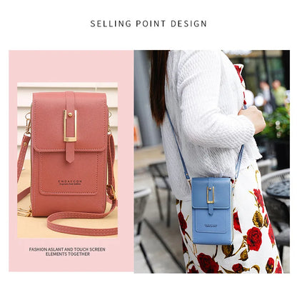 New transparent touchscreen phone bag trend simple crossbody small bag phone women's bag change bag vertical design