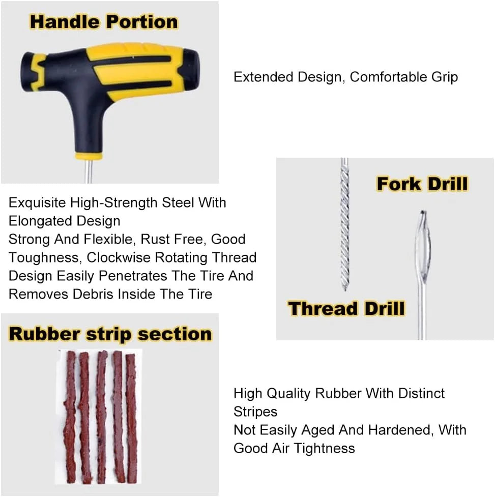 Universal Tire Strips Stiring Glue Repair Tool Kits Garage Tyre Puncture Plug Bike Tubeless Tire Accessories Car Tire Repair Kit