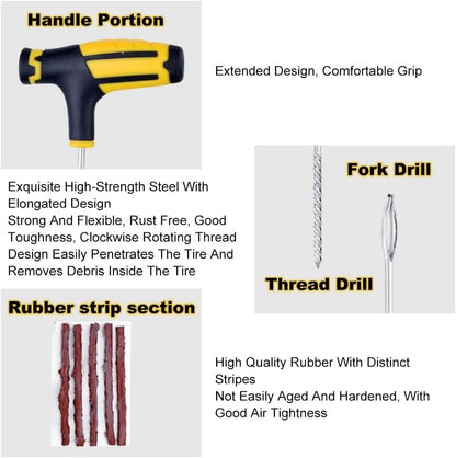 Universal Tire Strips Stiring Glue Repair Tool Kits Garage Tyre Puncture Plug Bike Tubeless Tire Accessories Car Tire Repair Kit