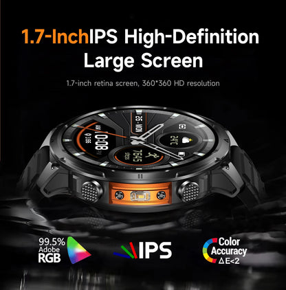 LIGE 2026 Nowy Męski Wojskowy Zegarek Smartwatch GPS Mapa Kompas Pamięć 4GB Bateria 1000mAh Wodoodporność 10ATM Rozmowy Bluetooth HD
