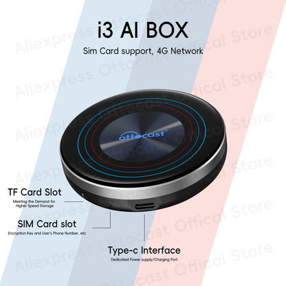 OTTOCAST OttoAiBox i3 for Car built in Wireless CarPlay AI Box Android 13 TV Box QCM 6125 for Netflix for BMW Car Accessories