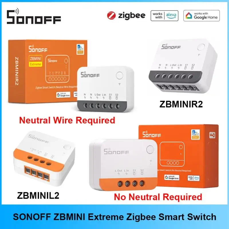 SONOFF ZBMINIR2/ZbminiL2 With/no Neutral Smart Zigbee Switch Two-Way Control Work With Alexa Google Home Yandex Alice Smartthing