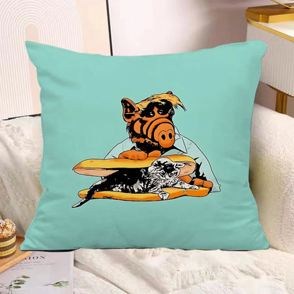 Classic TV Series A-Alf Pillow Covers Cartoon Sofa Decorative Home Double-sided Printing Short Plush Cute Cushion Cover