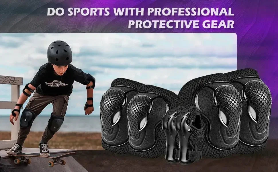 6Pcs/Set Kids/Youth Knee Pad Elbow Pads Guards Protective Gear Set for Roller Skates Cycling BMX Bike Skateboard Inline Skatings