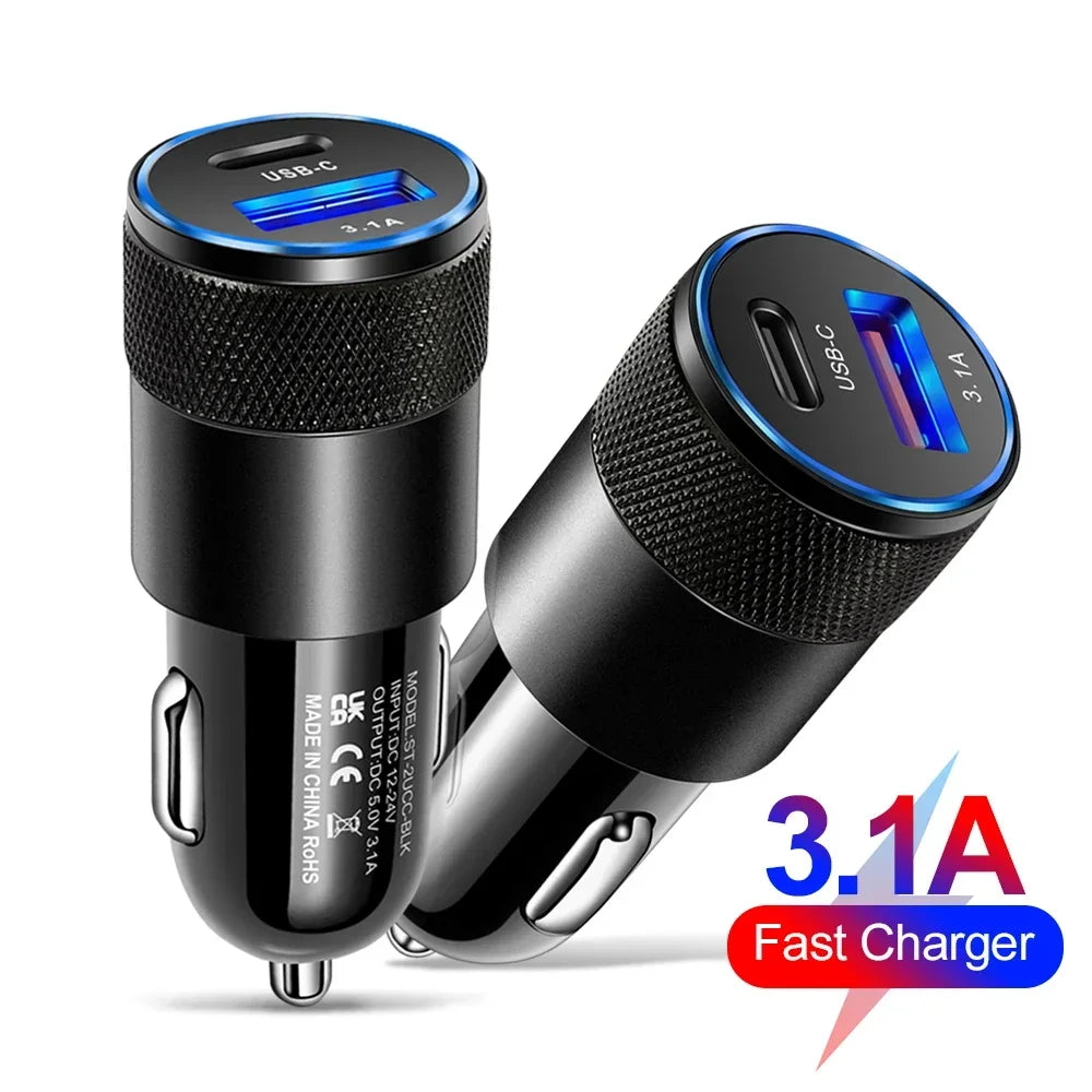 66W Car USB Adapter Fast Super Car Charger Cigarette Lighter PD USB Car Charger Auto Parts Accessories For iPhone Xiaomi Samsung