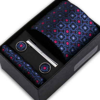 Classic Mens Tie Set Paisley Hanky Cufflinks In Gift Box Jacquard Woven Neckties Set For Men Formal Wedding Fashion Accessories