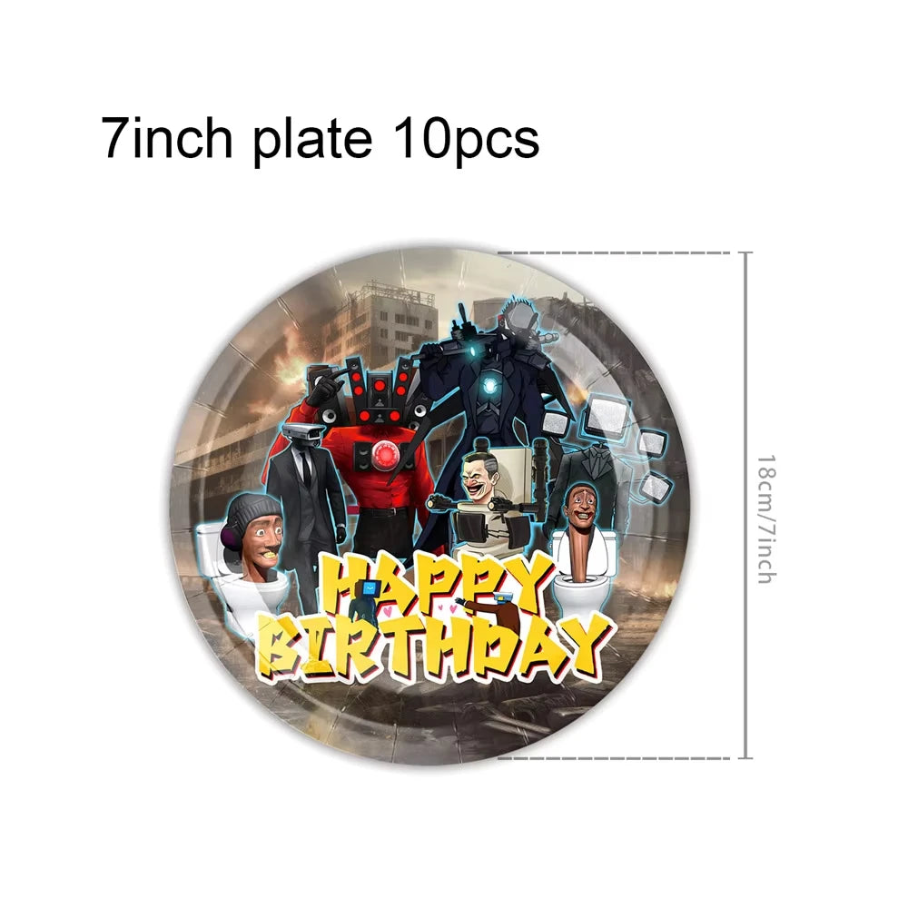 Skibidi Toilet Birthday Party Supplies Tablecloths Tableware Sets Plates Cups Napkins Skibidi Toilet Gifts Party Favors Balloons