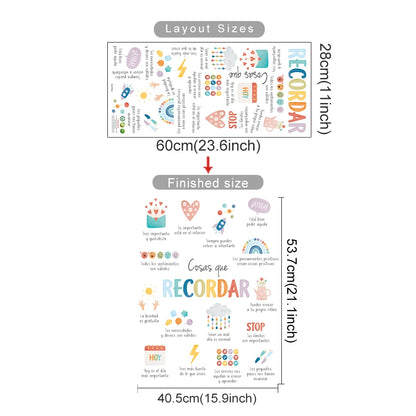 Spanish Things to Remember,Therapy Office Decor Wall Stickers for Kids Room Bedroom Nursery Home Decoration Wall Decals