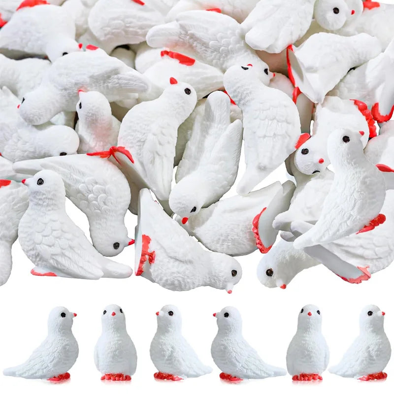 5/10 Pcs Mini Resin Doves Miniatures, Bulk Birds Pigeon Figurines for Micro Landscape Fairy Garden DIY Craft Ornament  Accessory