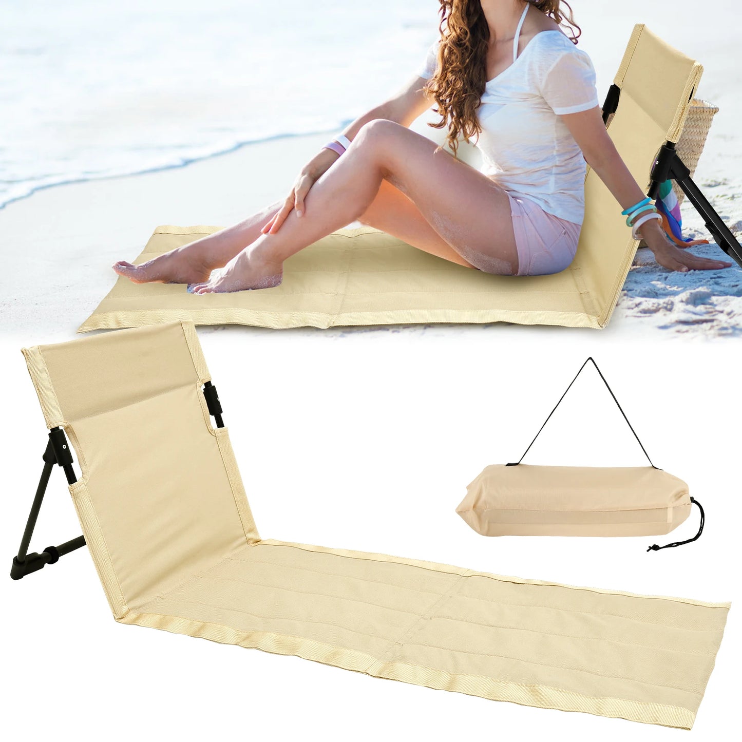 Portable Foldable Camping Chair Oxford Cloth Outdoor Lazy Backrest Chair for Picnic Garden Park Travel
