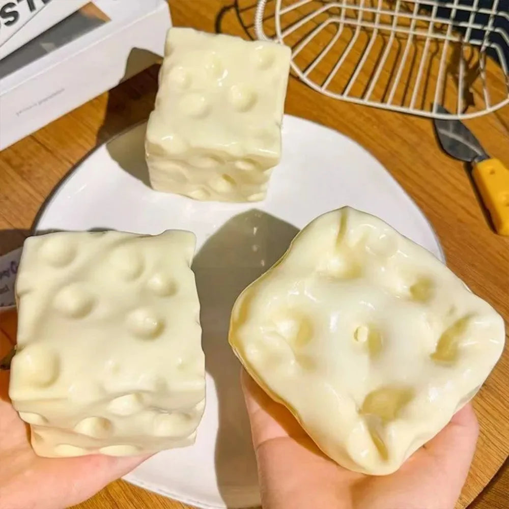 CCC Cheese Cube Stress Ball Big Cheese Shapeable Squeeze Ball Non-Bounce Fidget Toy ASMR Sensory Anti-Stress Christmas Gifts