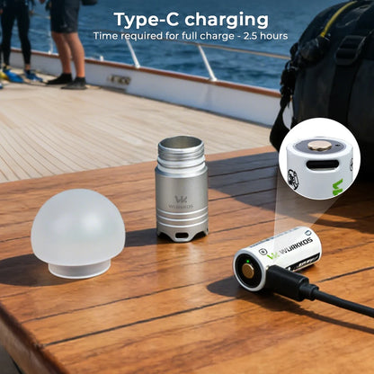 Wurkkos DL04 RGB Signal Light 9 RGB Modes IPX8 Waterproof Detachable 800mAH Battery, Jellyfish Design for Camping, Diving