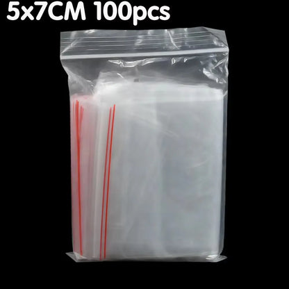 100/200/300pcs Small Zip Lock Plastic Bag Reclosable Transparent Bag Shoe Bag Vacuum Bag Poly Clear Bags Thickness 0.05mm