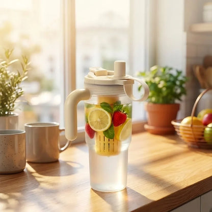 850ML Large Capacity Tumbler With Handle&Strainer Sport Portable Plastic Straw Water Cup Heat Resistant Leak-proof Water Bottle