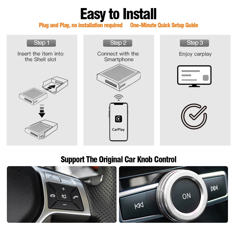 AUTOTOP Wireless CarPlay Android Auto Upgrade Adapter for Mercedes Benz A B C E CLA GLA GLK ML Sprinter NTG4.5 Becker Car AI Box, Airplay Android Mirror GPS BT, SWC Steering Wheel Control, Plug & Play Keep Original Factory Sy