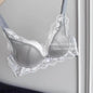 French Style Lace Satin Splice Bra Set Women Small Chest Gathered Lift Up Comfortable Soft Daily Underwear Lingerie Suit 32-38AB