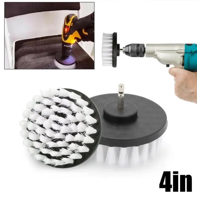 4-Inch Soft Drill Brush Attachment for Carpet, Leather, Upholstery, Glass & Tire Cleaning, Electric Scrubber Tool
