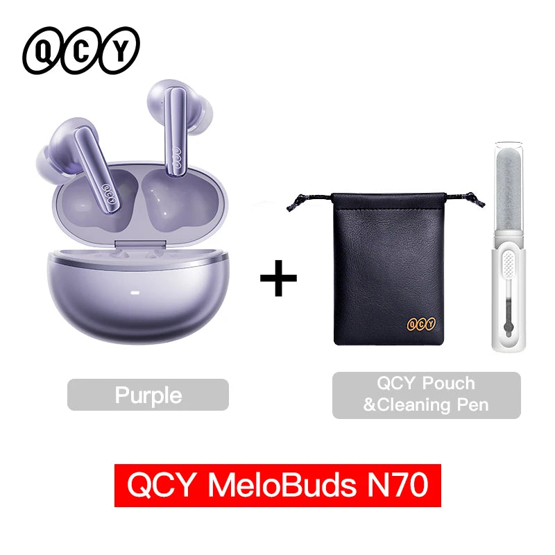 QCY MeloBuds N70 Adaptacyjne ANC Bezprzewodowe słuchawki douszne Bluetooth 6.0 LDAC Hi-Res Audio 6 mikrofonów Ładowanie bezprzewodowe Słuchawki 50 godzin IPX5