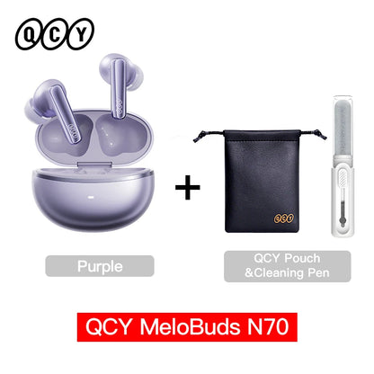 QCY MeloBuds N70 Adaptacyjne ANC Bezprzewodowe słuchawki douszne Bluetooth 6.0 LDAC Hi-Res Audio 6 mikrofonów Ładowanie bezprzewodowe Słuchawki 50 godzin IPX5