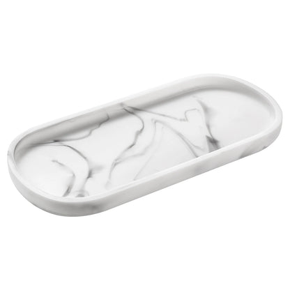 Emibele Black Vanity Tray, 10" Resin Oval Storage Tray for Bathroom Countertop Kitchen Sink Dresser Toilet Tank for Jewelry Ring