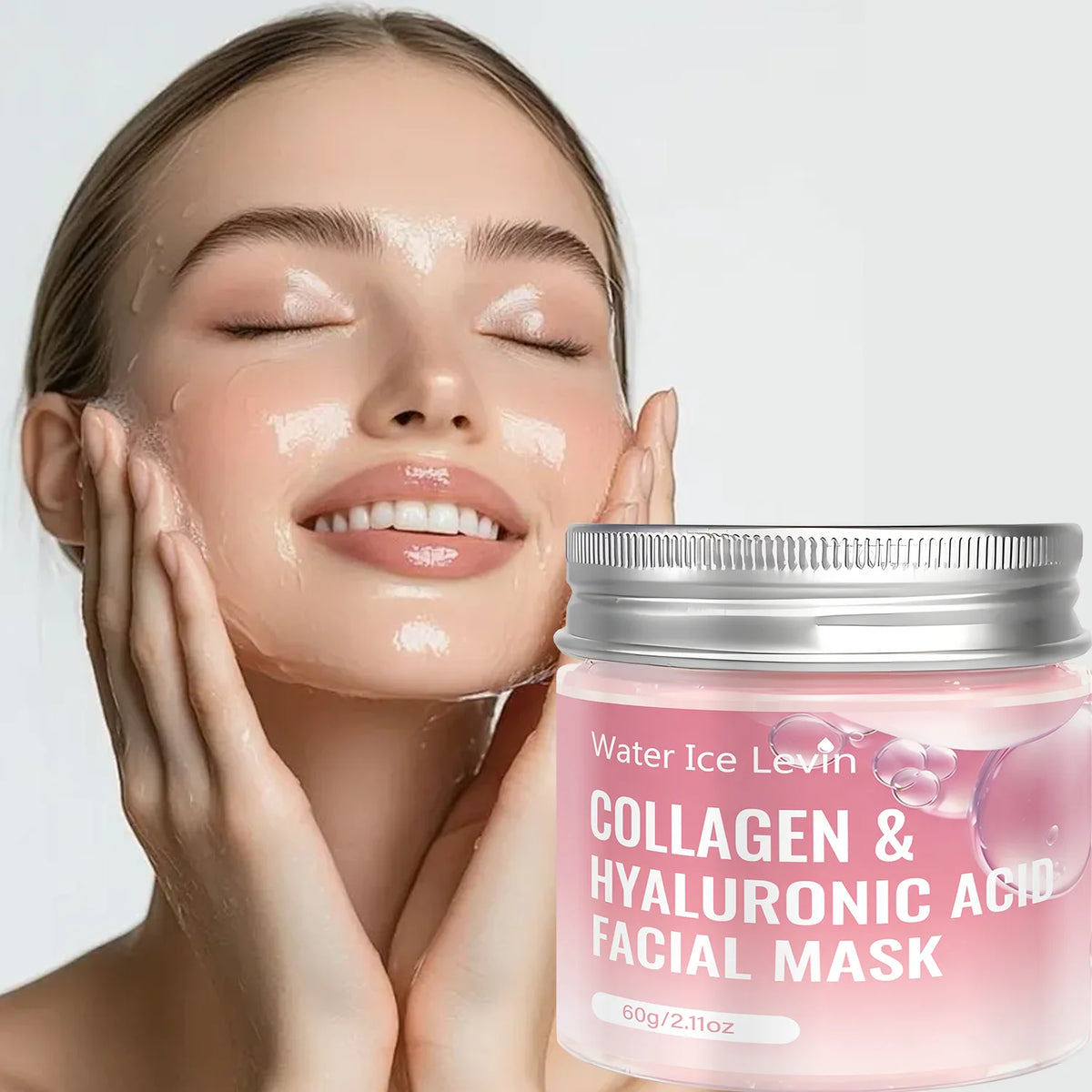Collagen & Hyaluronic Acid Facial Mask with Niacinamide, Moisturizing Firming Anti Aging Face Mask 60g