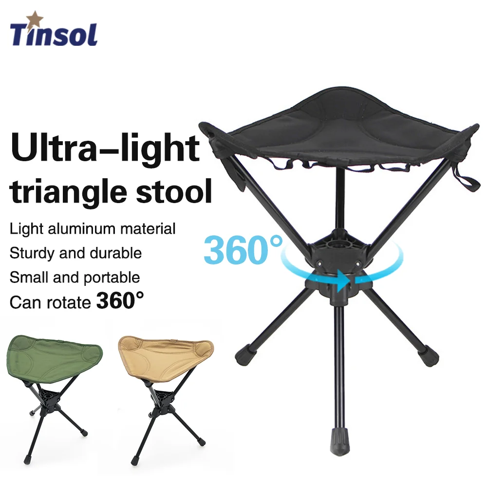 Outdoor Portable Folding Rotating Stool Aluminum Alloy Minin Chair Camping Fishing Chair Picnic Lightweight