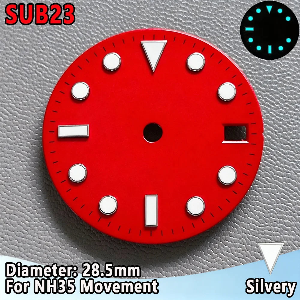 28.5mm NH35 Watch Dial Luminous Dials Single Calendar Dial Suitable For NH35 Movement Can Support DIY Dial Customization Logo
