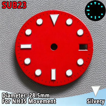 28.5mm NH35 Watch Dial Luminous Dials Single Calendar Dial Suitable For NH35 Movement Can Support DIY Dial Customization Logo