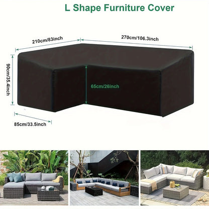 L-Shaped Outdoor Sofa Cover, Windproof and UV-Resistant Polyester Outdoor Furniture Cover, Outdoor Furniture Cover