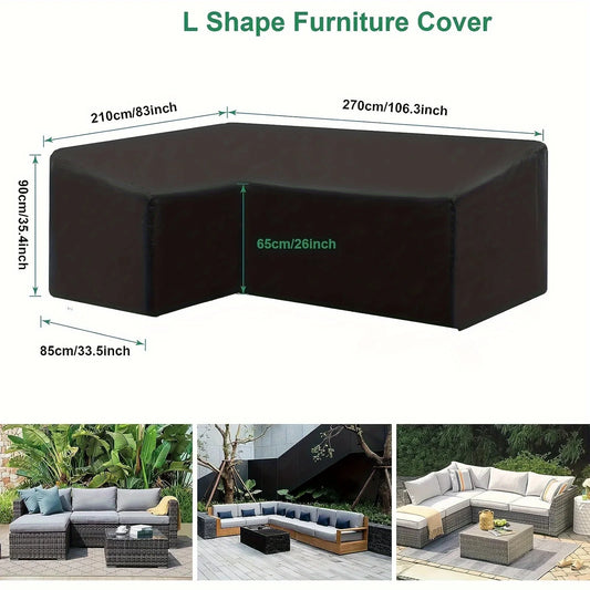 L-Shaped Outdoor Sofa Cover, Windproof and UV-Resistant Polyester Outdoor Furniture Cover, Outdoor Furniture Cover