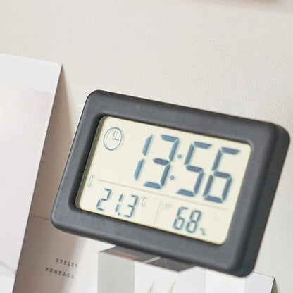 Mini Digital Clock with Temperature & Humidity Display - Portable LED Desk Clock, Slim Small Alarm Clock