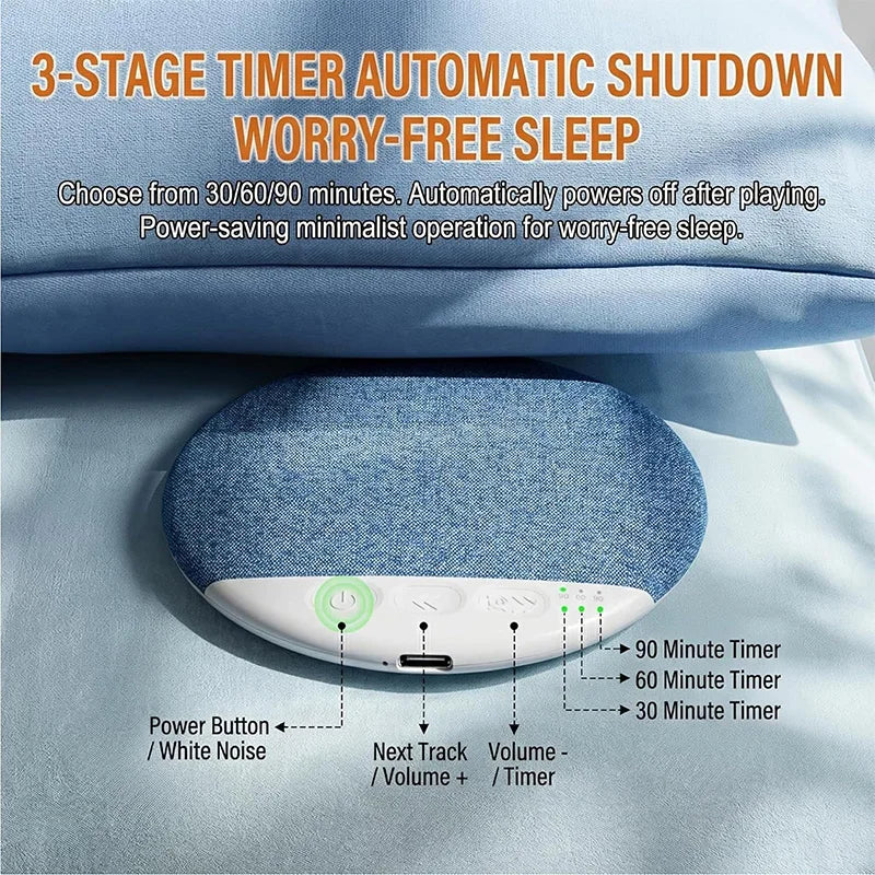 New Upgraded Wireless Under Pillow Speaker Decor Bluetooth Sleep Sound Machine with White Noise 30/60/90 Min Timer for Adult Kid