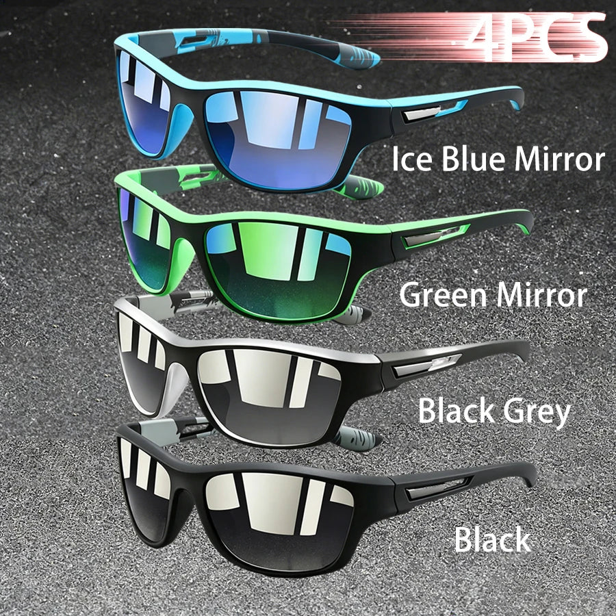 4PCS Fashion Vintage Pattern Cycling Sunglasses Men Women Running Cycling Mountaineering Sport Man Driving Fishing Sun Glasses