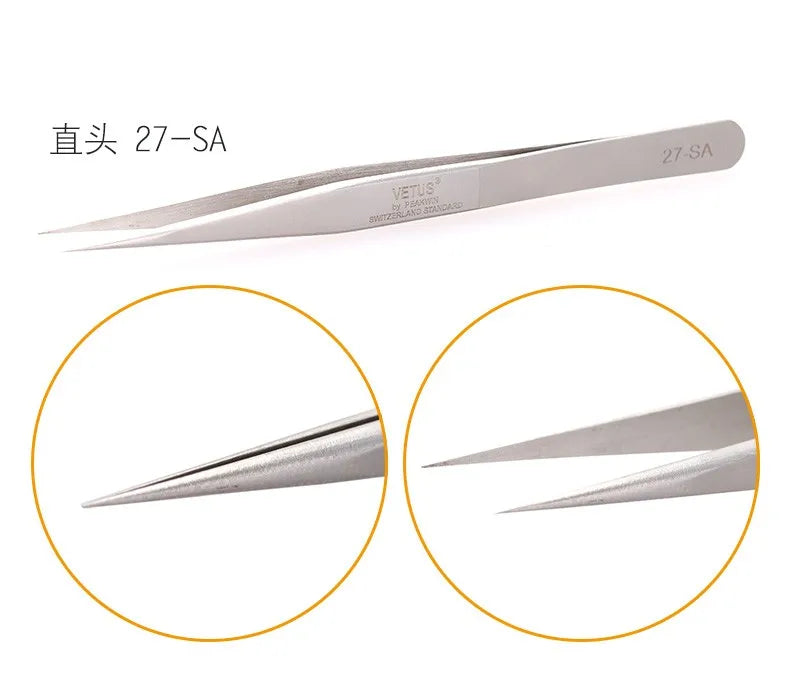 100% brand Stainless Steel anti-static eyelash tweezers superhard Eyelash Extension tool Best Quality Tweezer