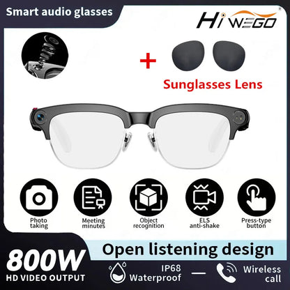 2026 New 8MP Ultra-Wide HD Camera Smart Glasses Video Record 4GB AI Photo Recognition BT Call Translation Voice Smart Glasses