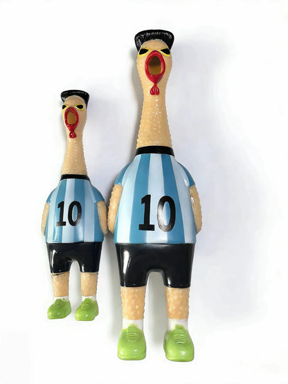 Football star jerseys screaming chicken toys, funny squeezers, decompression toys for World Cup parties.