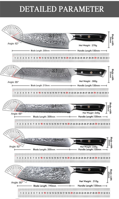 F.YOUNG Professional Kitchen Knives Damascus Steel Japanese Chef Knife Slicer Sashimi Utility Fruit Cooking Kitchenware Utensils