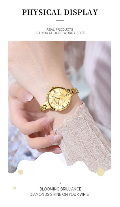 CURREN 9097 Elegant Women's Quartz Watch Luxury Stainless Steel Strap Women's Watch часы женские наручные