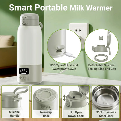 USB Interface 500ml Milk Warmer, Insulated Cup, Milk Coffee Heater, Heating Cup Suitable for Outdoor Sports, Gift for Family