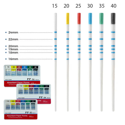 With Scale Dental Absorbent Paper Points Taper 04 15#-40# Dental Pure Cotton Fiber Paper Endodontics Treatment Consumables