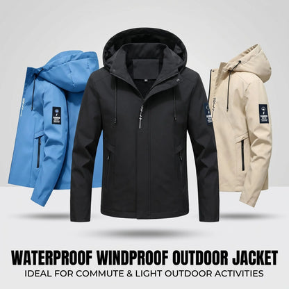 Men's Katana "Unmei" Print Hooded Jacket – Outdoor Windbreaker, Waterproof & Windproof, Spring/Autumn Workwear Coat