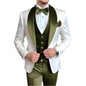 Solid Color Slim Fit Men's Tuxedo 3-Piece Set Fashion Business Wedding Suit with Shawl Lapel Blazer Vest Pants for Groom Party