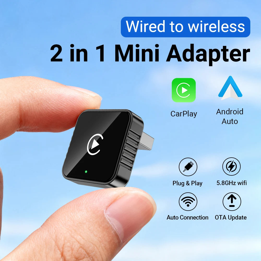 Bezprzewodowy CarPlay Android 2026 Nowy Inteligentny Adapter Samochodowy Bezproblemowy Plug&Play Stabilne połączenie BT WiFi Aktualizacja OTA Pasuje do 99% Pojazdów
